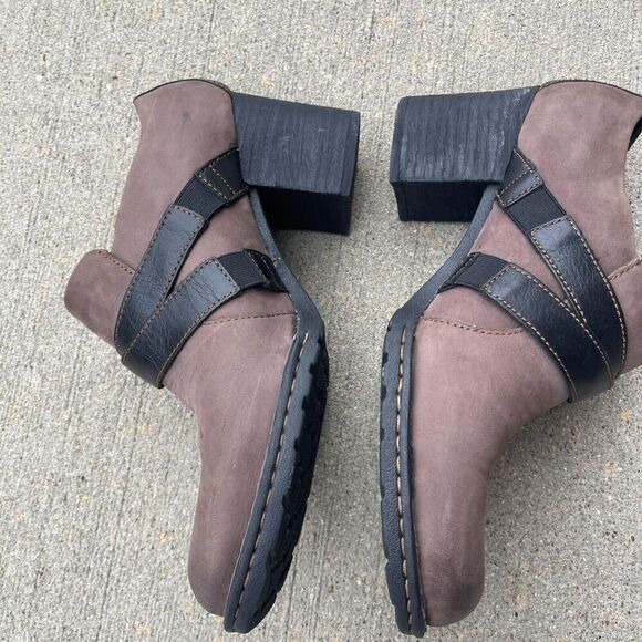 Born Harness Ankle Boots Womens Size 8 Brown Blocked Heel Slip On Suede Leather - Picture 6 of 10